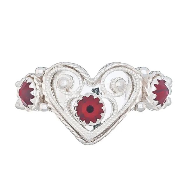 Hovedbilde Ring Justerbar Silver Røde Stein